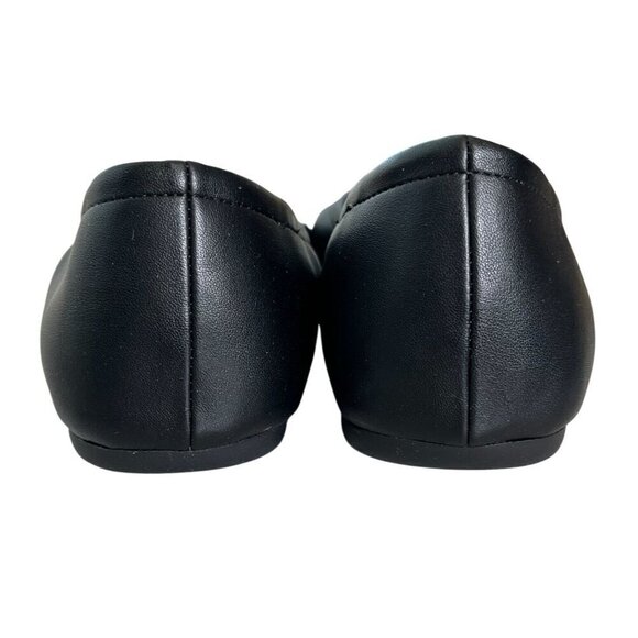 NIB Ed By Ellen Degeneres Black Faux Leather Ballet Flats Embroidered Love 4.5M - Picture 5 of 9